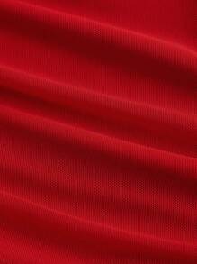 SHEIN MOD 大码女式红色浪漫 3D 花卉印花女士连衣裙、约会装、情人节装 - 紅色 - 查看 4