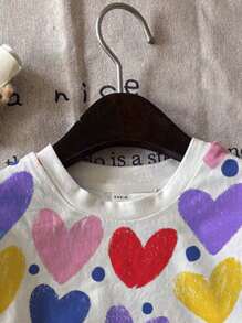 SHEIN Leap Crew Tween Girl Casual Minimalist Short Sleeve Crew Neck T-Shirt, Suitable For Summer - White - View 4