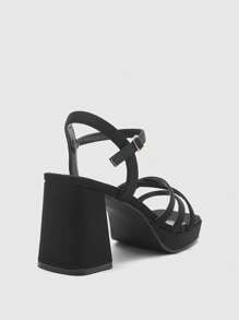 CUCCOO BIZCHIC Women's Square Toe Chunky Heel Pumps, Elegant Casual Simplicity Comfortable Slip-On Heels Suitable For Office, Commuting, Date, Formal Occasions, Available In Black And Apricot PU Leather - Black - View 8