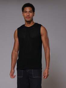 Musero Mesh Sleeveless Vest Tank Top For Spring Summer Holiday - Black - View 1