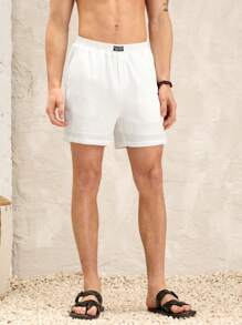 Manfinity VCAY Pantalones cortos casuales con logo decorativo de cinta, cintura media, ajuste ceñido, apropiados para uso diario, unisex