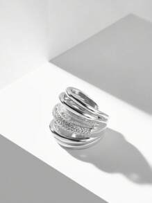 MOTF PREMIUM MULTIPLE LAYERS RHINESTONE OPEN RING - Silver - View 2