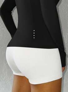 Easithlete Women's Solid Color Front Zipper Long Sleeve Casual Comfortable Sports Jacket - Black - View 6