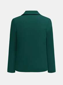 SHEIN Leap Crew 青少年男孩派对绅士套装纯色简约休闲校服，舒适、时尚、百搭，适合日常穿着、上学、郊游、运动、情人节、聚会和派对 - 綠色 - 查看 3