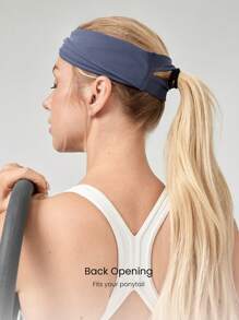 GLOWMODE FeatherFit™-Ribbed Train Hard Twist-Front Sweat-Absorbent Headband - Blue - View 2