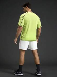 Manfinity Sport Corelite 男式圆领短袖休闲健身运动 T 恤 - 綠色 - 查看 2