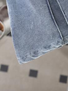 Elladie kids Đầm denim không tay cho bé gái, Đầm công chúa denim giản dị có túi cổ áo sơ mi thời trang cho bé gái, Đầm mùa xuân thích hợp cho các buổi đi chơi hoặc tiệc tùng - Màu xanh nhạt - Xem 4