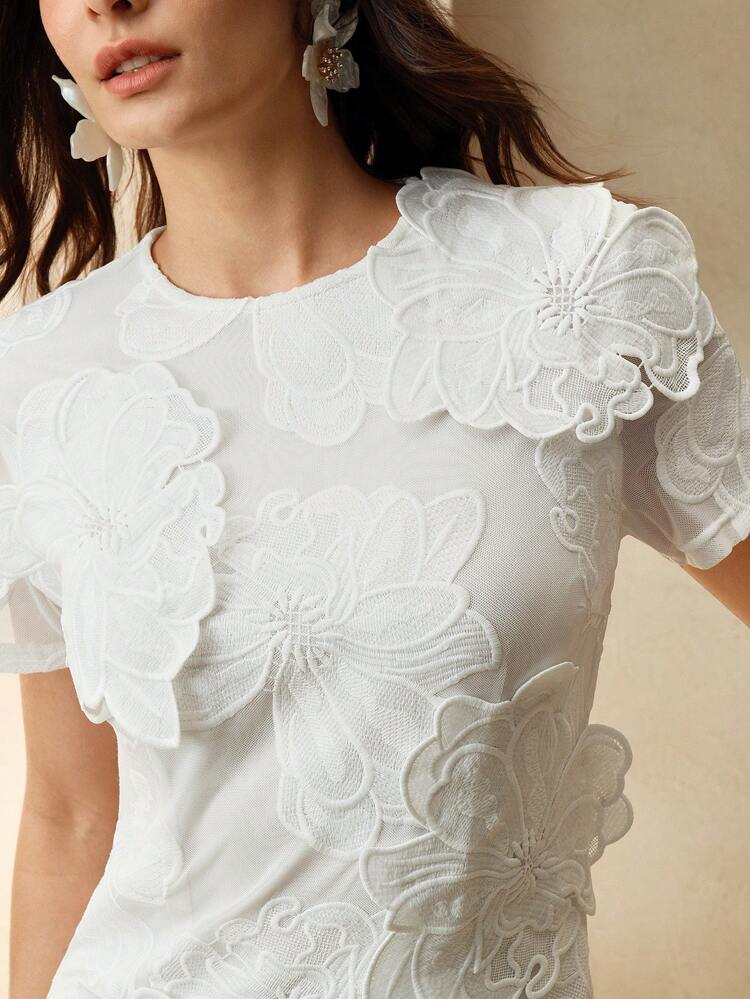 Women Embroidered White Casual Party Mini Dress, Elegant And Sexy Summer Vacation Outfit