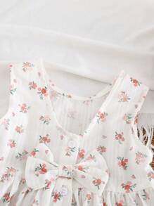 Cozy Pixies Vestito casual e versatile per bambina con scollo rotondo, senza maniche, in vita, con motivo floreale ditsy
