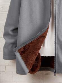 Tween 男童休闲运动针织复合保暖内衬保暖连帽开衫夹克，中等重量