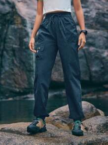 In My Nature 女士休闲纯色抽绳腰工装户外裤女式徒步服装 - 霧霾藍 - 查看 6