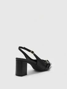 CUCCOO BIZCHIC Nuevos zapatos de vestir para mujer con punta afilada y tacón cuadrado, con lazo, bloqueo de color y decoración de remaches, elegantes y de moda con tacones altos