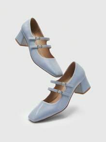 CUCCOO BIZCHIC Women's Minimalist Mary Jane Platform High Heels, Halloween For Christmas Spring Shoes - Blue - View 9