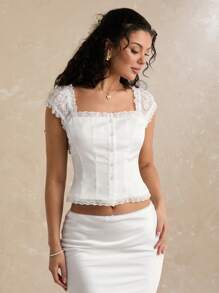 Enchnt 女士蕾丝吊带背心，纯色，简约，夏季时尚