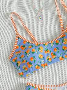 Swim Mod Women's Summer Random Floral Print Spaghetti Strap High Cut Beach Vacation Cute 2 Pieces Bikini Set - Multicolor - View 3