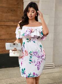 SHEIN Clasi Đầm bodycon dáng dài thanh lịch phong cách người nổi tiếng cỡ lớn cho nữ, thích hợp cho các buổi hẹn hò - Nhiều màu - Xem 1