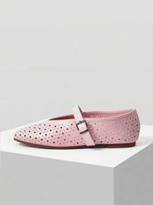 MOTF PREMIUM POINTELLE SQUARE TOE FLATS - Pink - View 4