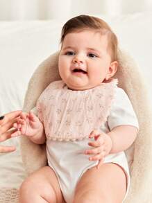 Cozy Pixies 2 件婴儿围嘴，小碎花高品质婚礼季节出牙口水围嘴，公主风格蕾丝边