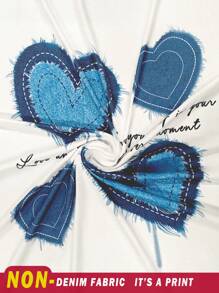 EMERY ROSE 2pcs/Set Casual Minimalist Heart Pattern Plus Size Outfit Suitable Summer Outfits For Women Beach Casual Sets For Women Suitable For Going Out