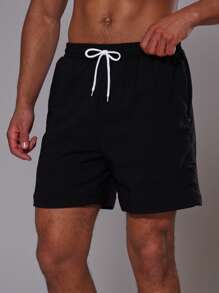 Musero Pantalones cortos con cordón de contraste para hombres para y verano - Negro - Ver 5
