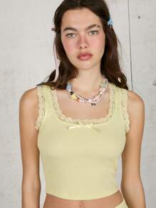 COUREZ Ensemble top en dentelle col en coup et short micro Tenue d'été 2 pièces Femmes Vintage Y2K