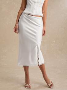 Enchnt تنورة قصيرة بسيطة وأنيقة ذات لون واحد، مناسبة للصيف