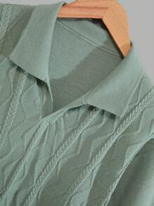 RueChic Men Casual Business Solid Regular Knitwear Polo Shirt - Mint Green - View 4
