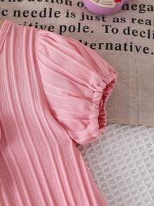 Baby Girls 2024 New Summer Cute Princess Style Dress (With Bow) - Pink - View 5