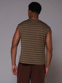 Musero 男式春夏款超大条纹无袖背心