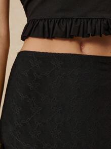 Poéselle 女士优雅纯色镂空刺绣半身裙 - 黑色 - 查看 5