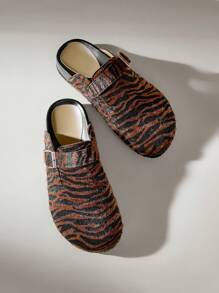 Solecia Mocasines planos casuales y versátiles con estampado de tigre para mujer