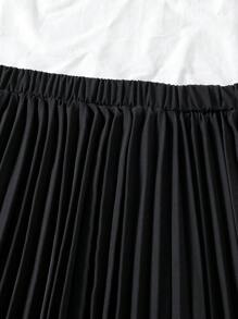 女童百搭優雅百褶A字裙，秋季服飾，適合休閒、校園、上班、派對、日常穿著、度假、夏季 - 黑色 - 查看 9
