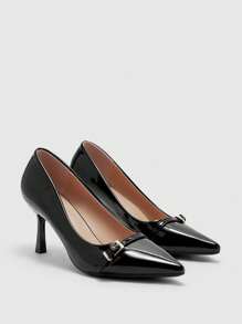 CUCCOO BIZCHIC Women Shoes Black Fashion Thin Heel Pointed Women's High Heel Shoes Women's Shoes Outdoor Daily Commuter Party Shoes Banquet Women's Shoes Valentine's Day - Black - View 9