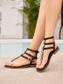 Styleloop Flat Roman Style Sandals, Simple And Fashionable Casual For Daily Wear - Coffee Brown - View 11