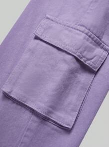 Tween Girls' Drawstring Waist Utility Pockets Wide Leg Loose Casual Denim Jeans