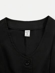 SHEIN Bộ 2 áo và quần họa tiết da báo Mỹ cổ điển cho bé gái tuổi teen - màu đen - Xem 4