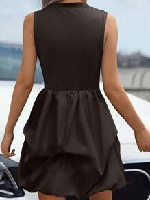 SHEIN Clasi Vestido corto elegante sin mangas de unicolor para mujer - Marrón Chocolate - Ver 2