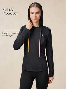 OutZeal Women Cool Touch UV Protection Watch Window Pockets Long Sleeve Outdoor Sweatshirt Hiking Summer - Black - View 3