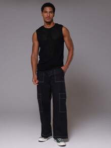 Musero Mesh Sleeveless Vest Tank Top For Spring Summer Holiday - Black - View 5