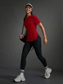 POWERISTA Powerista Women's Solid Color Round Neck Short Sleeve Casual Exercise Fitness T-Shirt