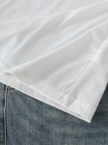 FRIENDS X SHEIN 女士休闲宽松圆领短袖T恤，适合夏季 - 白色 - 查看 5