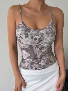 DAZY 1 Áo ba lỗ hở lưng khoét sâu chữ V ôm vừa vặn họa tiết thực vật cho nữ, Quần áo trở lại trường - Nhiều màu - Xem 3