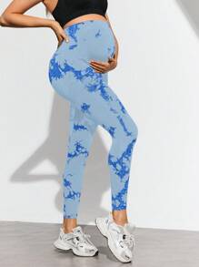 SHEIN Maternity Casual Sports Pants, Suitable For Summer - Blue - View 2