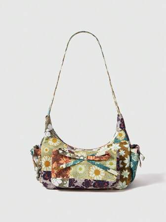 Fairycore Women's Floral Pattern Fashionable Shoulder Bag For Vacation