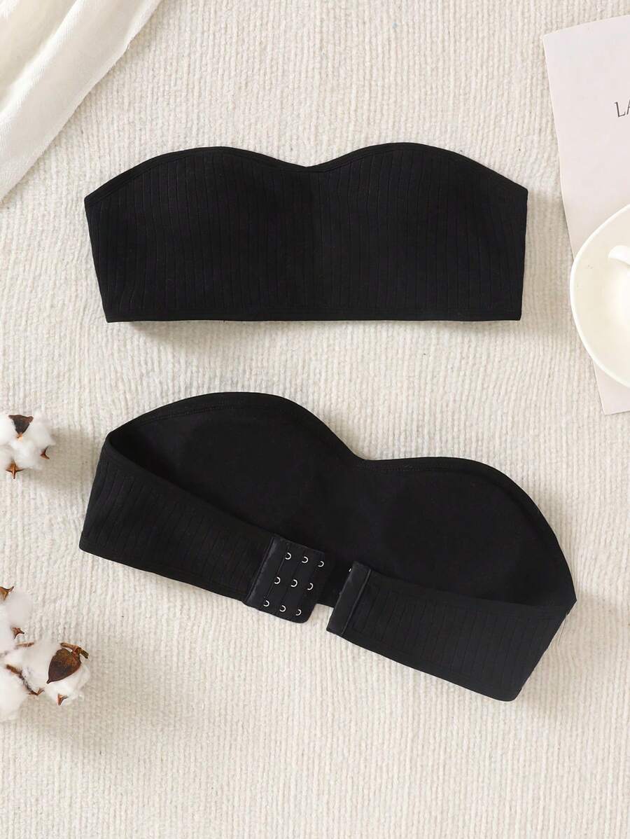 SHEIN 2 Pieces Teen Girl Comfortable Soft Cotton Padded Camisole Set - Black - View 1