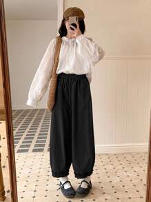 FRIFUL Women's Casual Solid Color Flare Pants,Ruffle