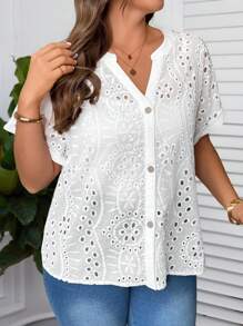 EMERY ROSE Women's Solid Color Casual Textured Vacation Dress - White - View 4