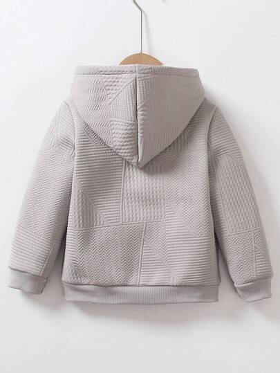 SHEIN Genkimix Kids 男童恐龙刺绣拉链连帽保暖卫衣，时尚秋冬款