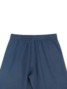 Manfinity Homme Men's Casual Solid Color Drawstring Waist Jogger Casual Pants, Fall - Navy Blue - View 5