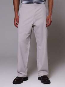 SHEIN X ELOISA & ORSON Musero Pantalones rectos con cintura plegable y doble pretina para hombres